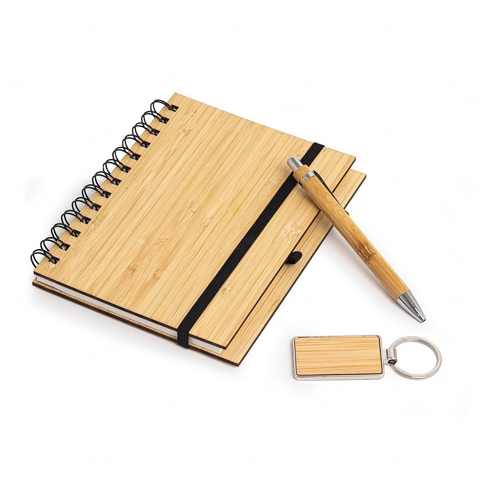 Kit Executivo Ecológico com 3 Peças em Bambu Personalizado 