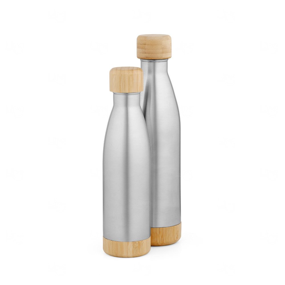 Garrafa Térmica Inox e Bambu 800ml Personalizada 