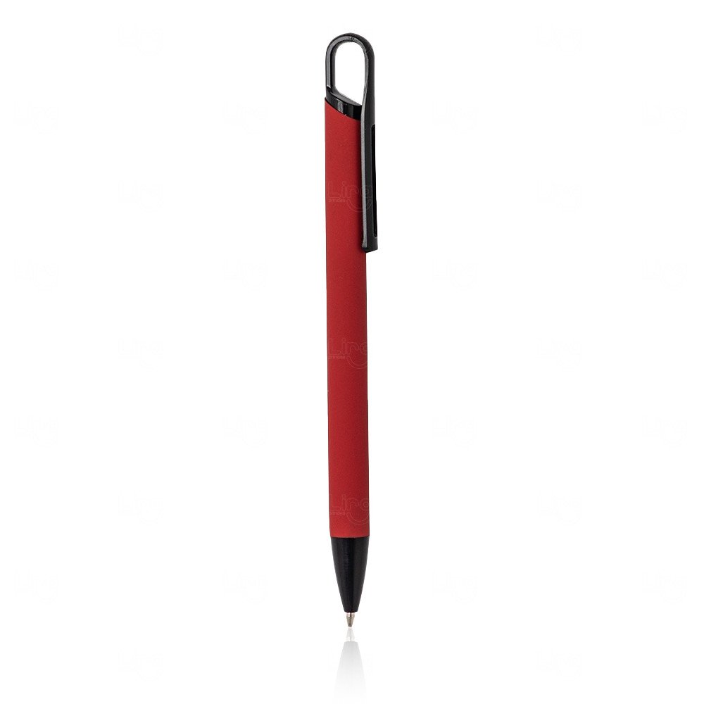 Caneta de Metal Emborrachada Personalizada Vermelho