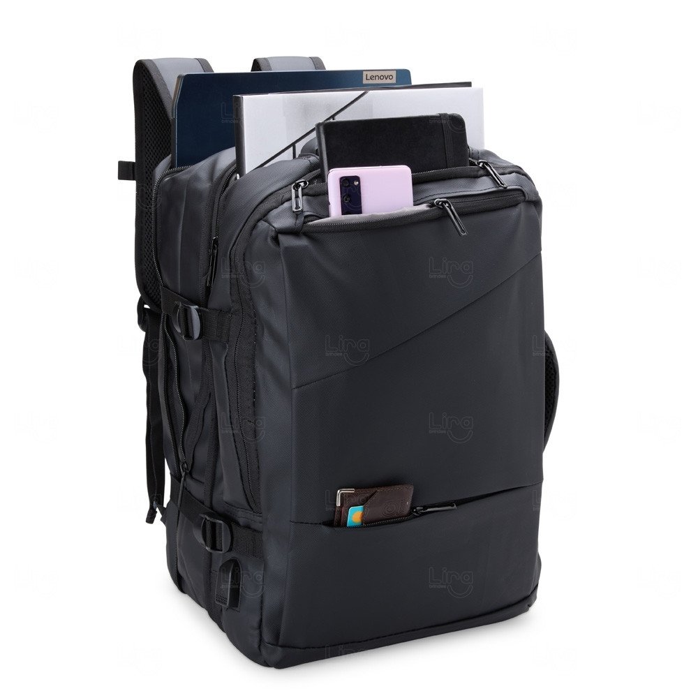 Mochila Expansível de Couro Sintético Personalizada - 36 Litros 