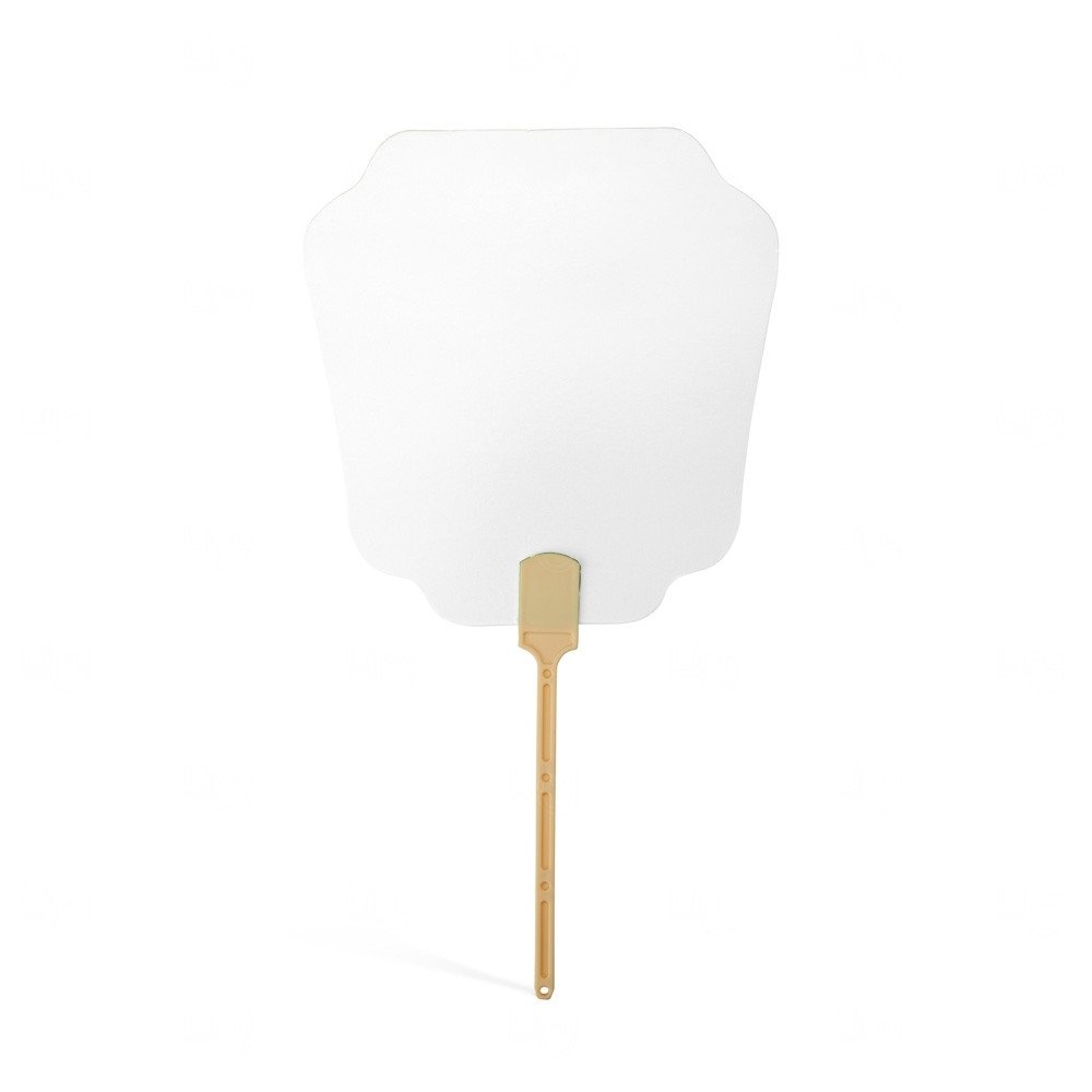 Leque de Papel com Alça Plástica Personalizado - 36,6x20cm Branco