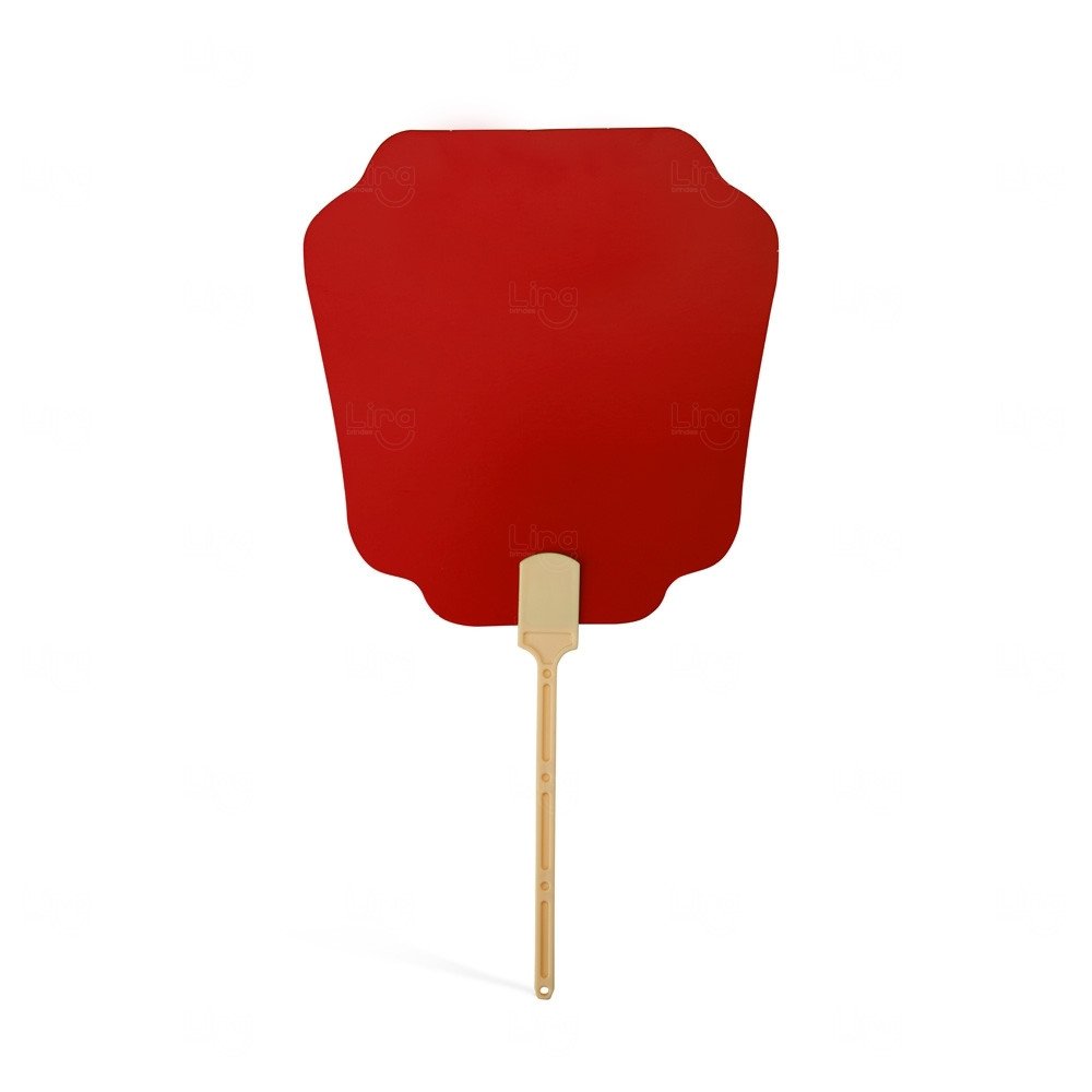 Leque de Papel com Alça Plástica Personalizado - 36,6x20cm Vermelho